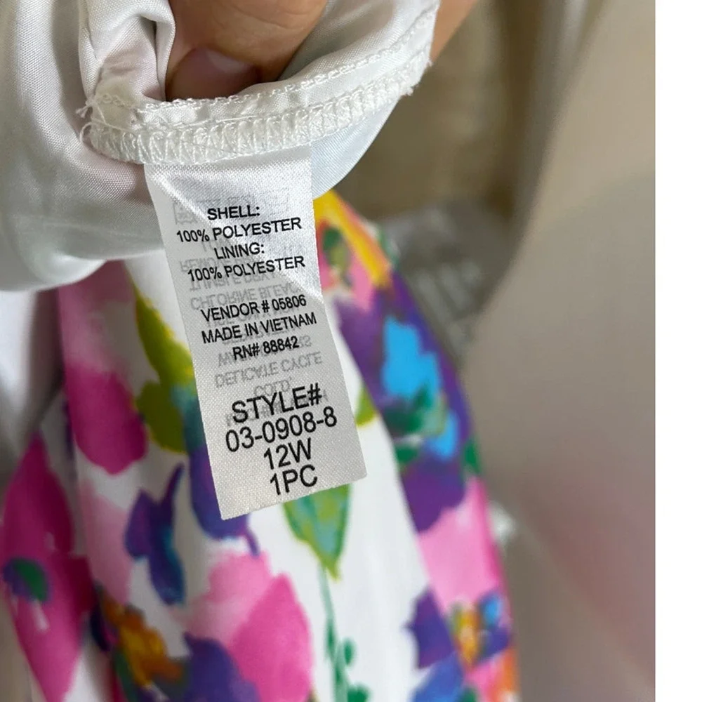 Jessica London Women's Size 12W White Multicolor Floral Drop Waist Dress #0413 - Picture 9 of 13